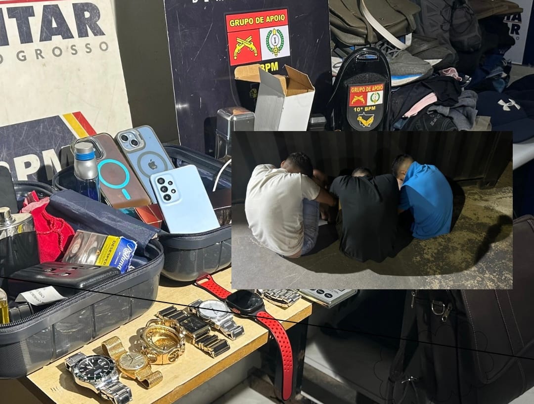 Do interior para Cuiabá: Equipe do Gap prende três na MT-010 e carro carregando joias e droga