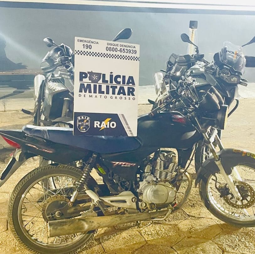 Motocicleta com registro de furto é recuperada pela equipe RAIO durante patrulhamento em Várzea Grande