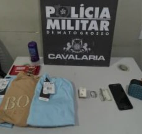 Suspeito de furto é preso com roupas, drogas e produtos furtados em shopping de Cuiabá