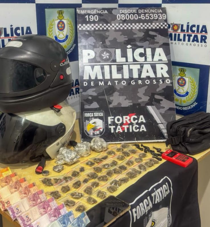 Suspeito tenta fugir, mas é preso com 84 porções de drogas em Cuiabá