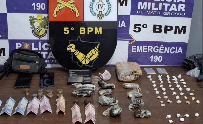 Suspeitos tentam fugir da PM e acabam presos com cocaína, haxixe e balança de precisão em Rondonópolis