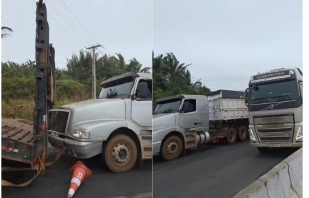 ESCAPOU DA MORTE! Caminhoneiro evita ser esmagado entre carretas por questão de segundos
