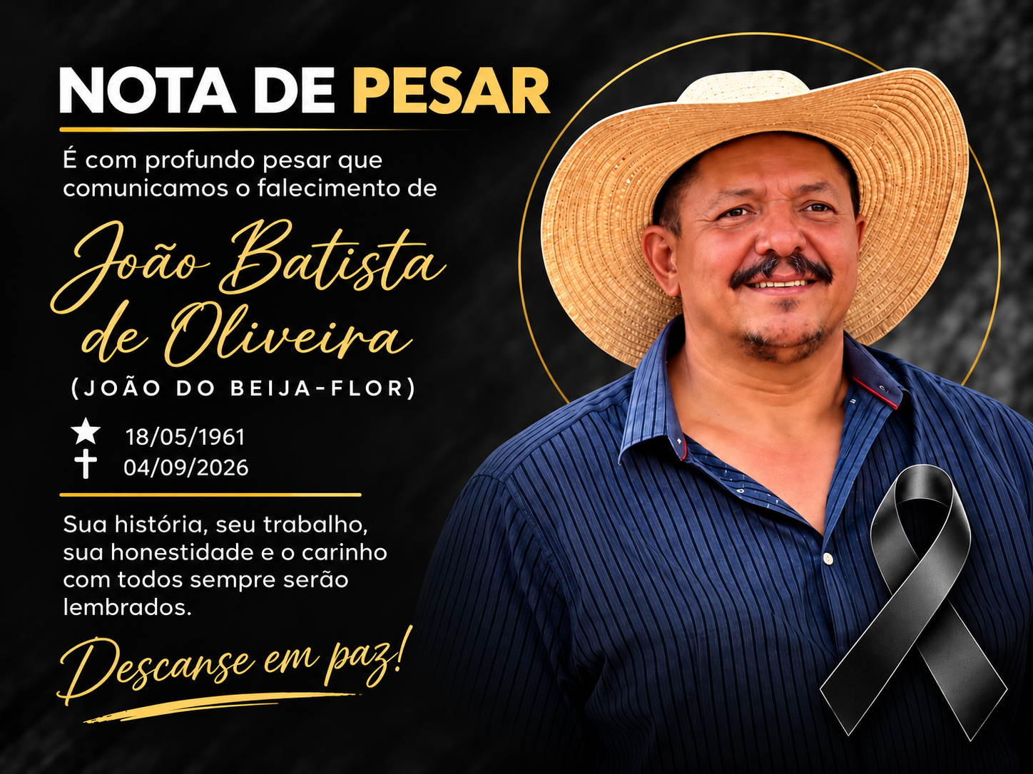 ADEUS AMIGO JOÃO DO BEIJA-FLOR