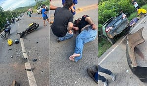 URGENTE: grave acidente com capotamento deixa feridos na serra de Diamantino