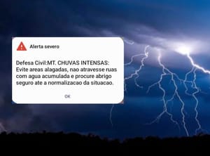 Alerta severo é disparado em celulares na noite desta quinta-feira em Cuiabá por risco de chuvas intensas