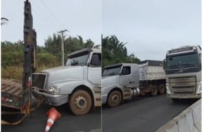 ESCAPOU DA MORTE! Caminhoneiro evita ser esmagado entre carretas por questão de segundos