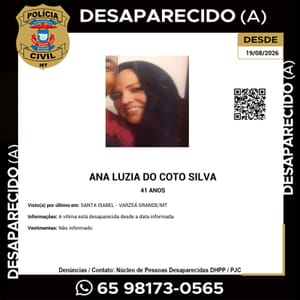 Família procura por mulher de 41 anos desaparecida há três dias em Várzea Grande