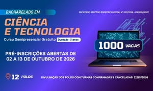 UFMT abre inscrições para o Bacharelado  em ciência e tecnologia com 1.000 vagas para todo Mato Grosso